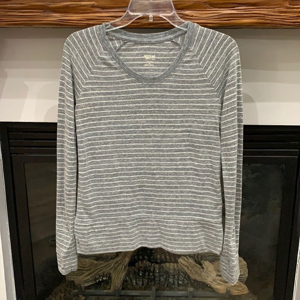 {Mossimo}Sz S Gray/White Long Sleeve T-shirt